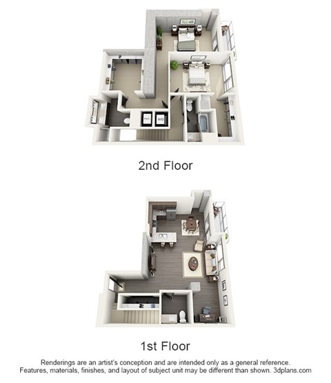 Floor plan for 2 beds, 2 baths, 1878 sqft